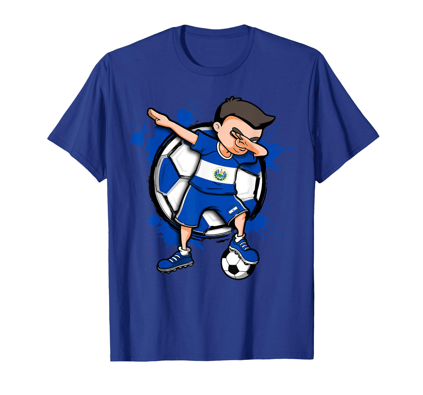 Dabbing Soccer Boy El Salvador Football Lovers Jersey Flag T-Shirt