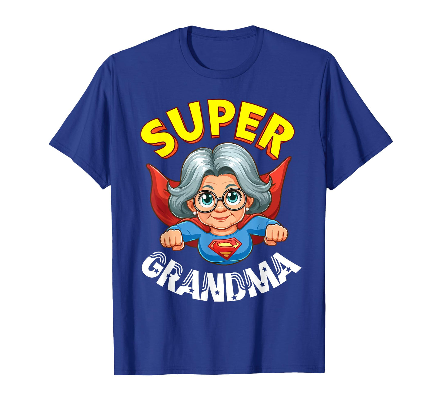 Super Grandma Hero Cape Flying Cartoon Funny Grandmother T-Shirt