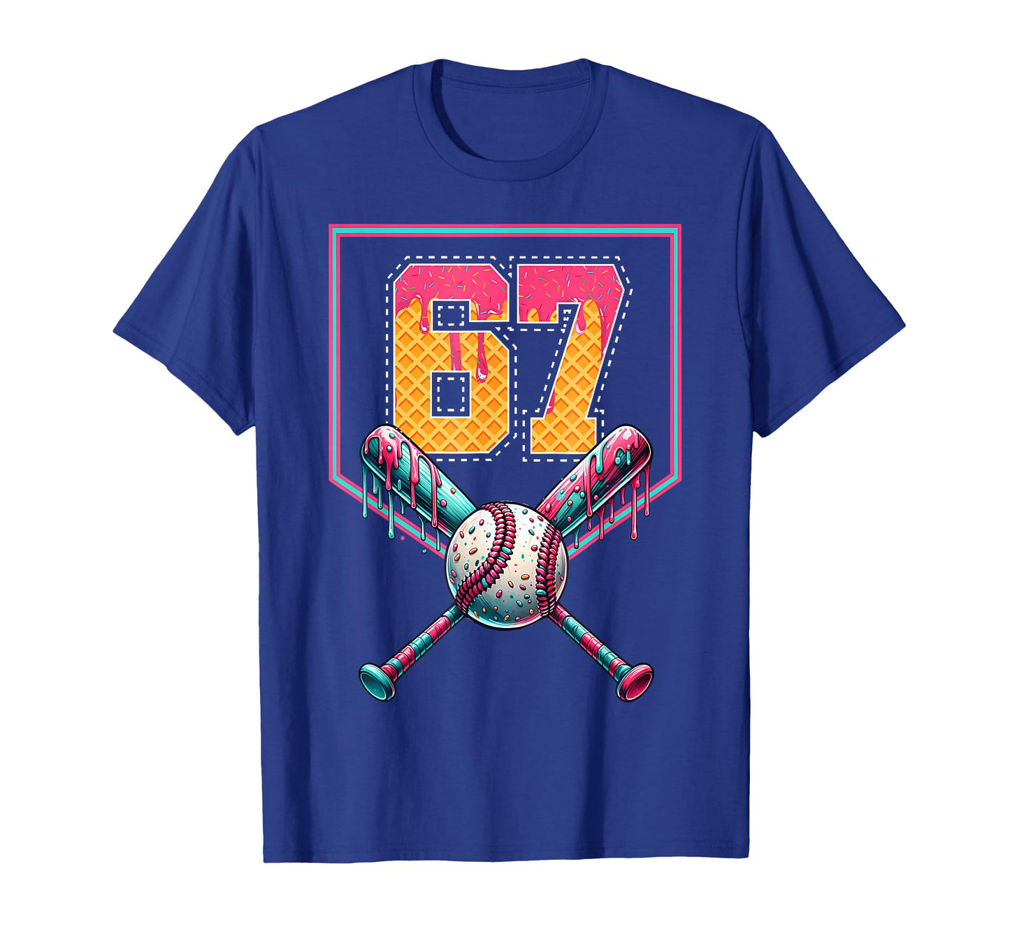 67 Ice Cream Drip Meme Six Seven Gen Alpha Slang Mason Meme T-Shirt