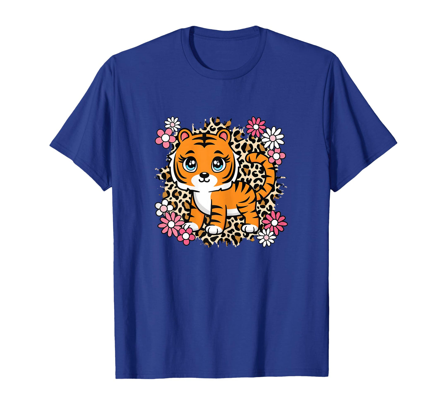 Cute Tiger Flowers Tiger Lover Women Girls Kids T-Shirt