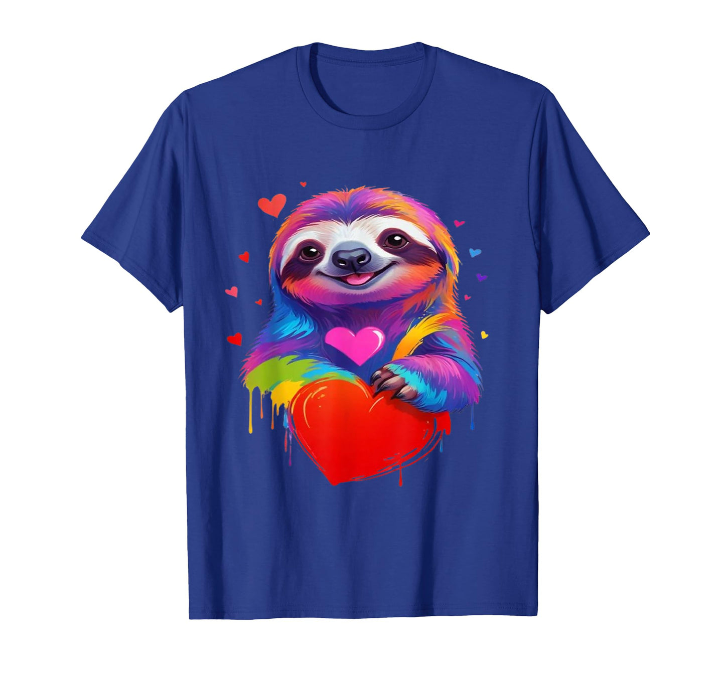 Colorful Sloth T-Shirt - Rainbow Sloth Heart Animal Lover T-Shirt