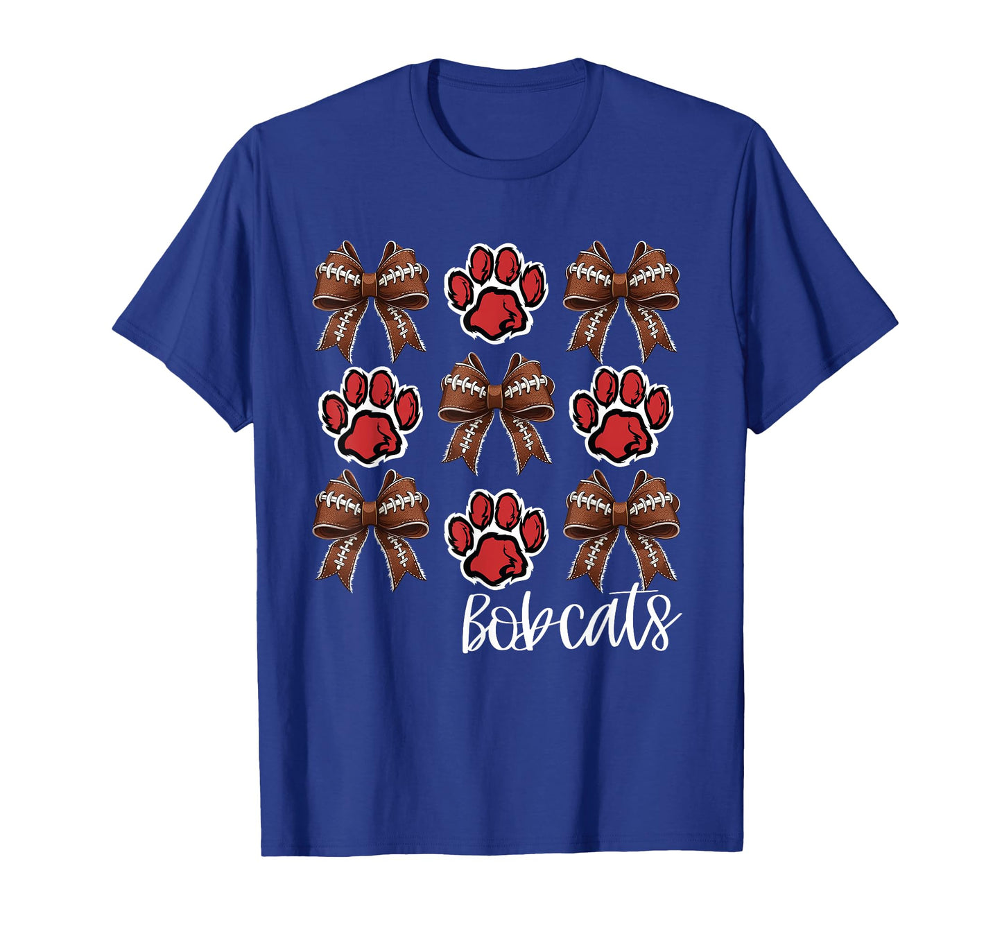 Bobcats Football Bows School Spirit Game Day Red Bobcat T-Shirt