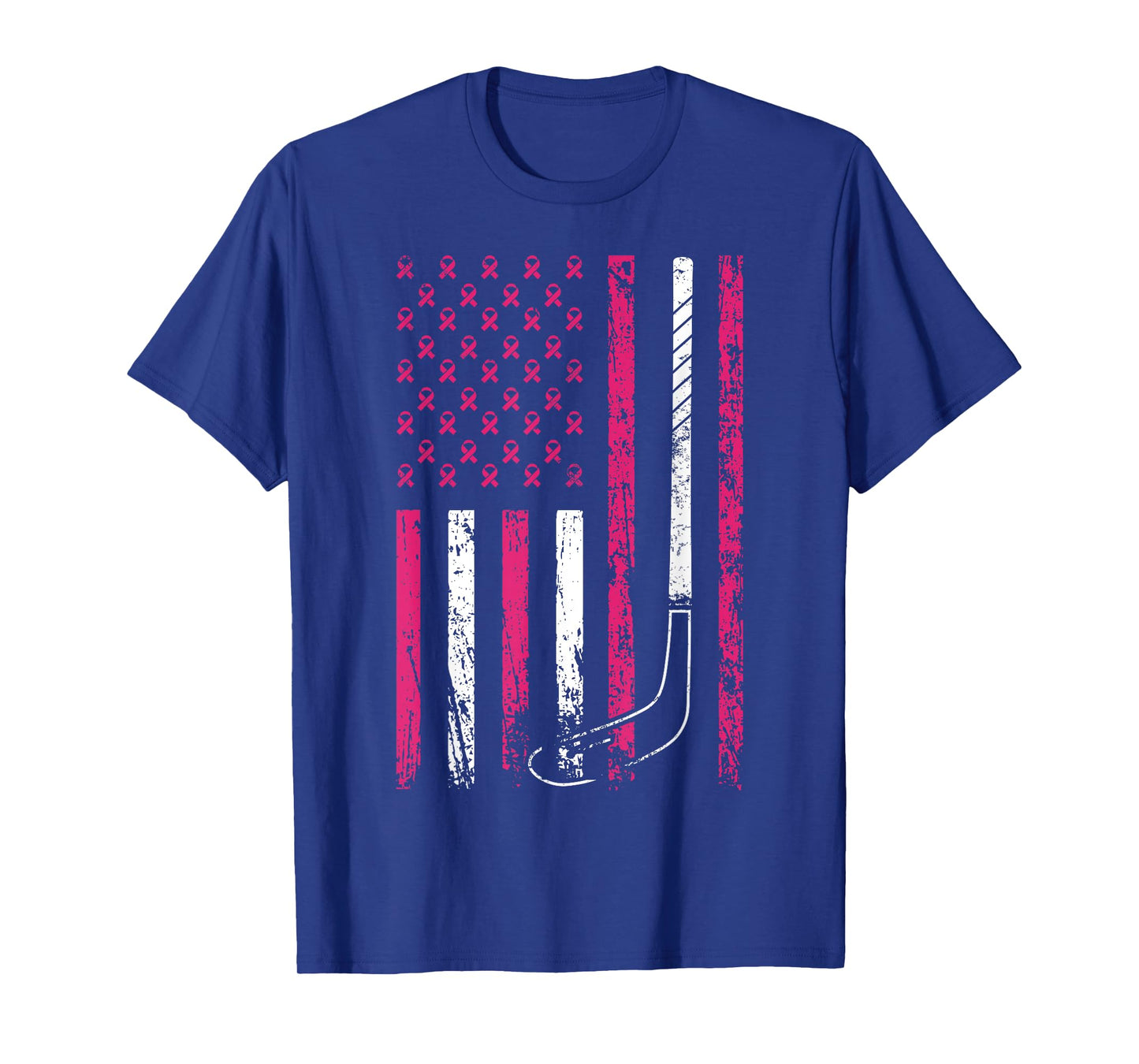 American Sports Flag Breast Cancer Awareness Ice Hockey T-Shirt