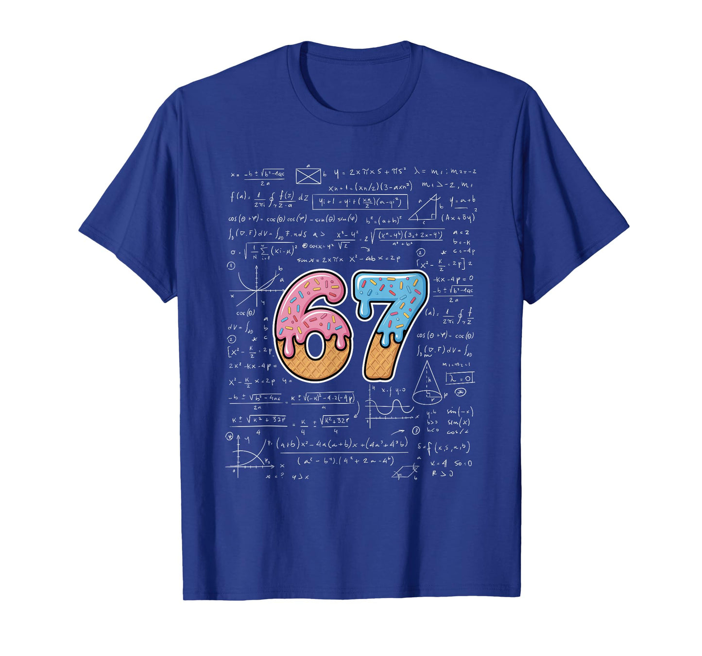67 Math Teacher Mathematics 67th Number Ice Cream Drip 67 T-Shirt
