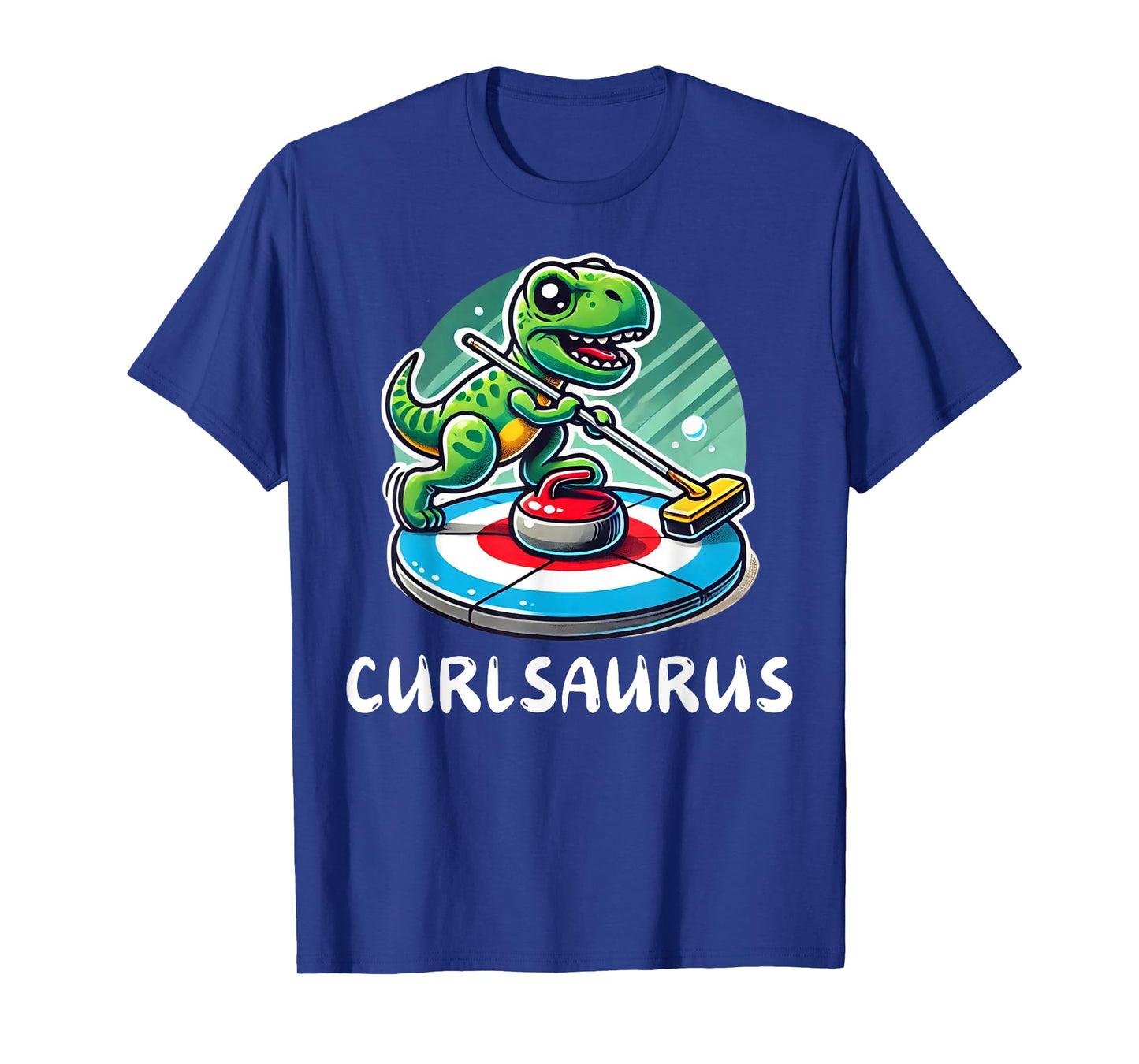 Curlsaurus T-Rex Dinosaur Funny Curling Curler T-Shirt