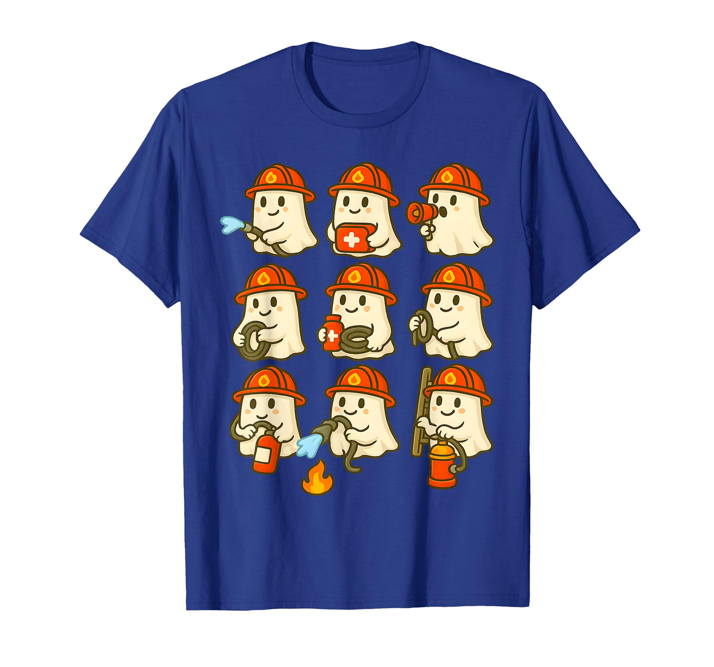 Cute Ghost Firefighter Halloween Rescue Hero T-Shirt