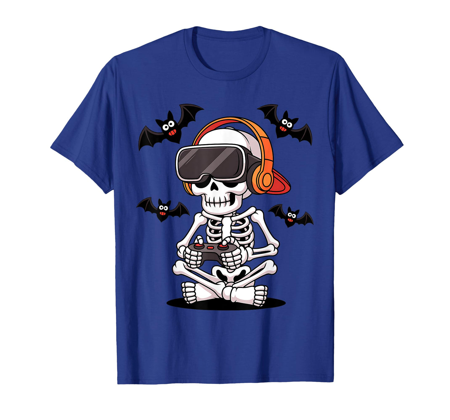 Funny Skeleton Gamer with VR Headset Halloween Style T-Shirt