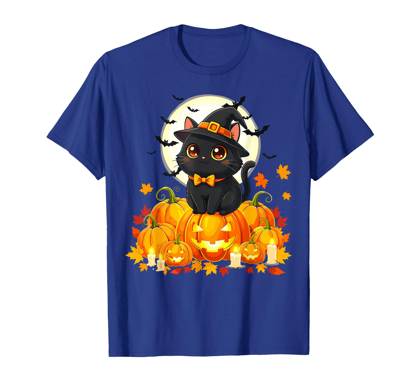 Black Cat Halloween Pumpkin Cat T-Shirt