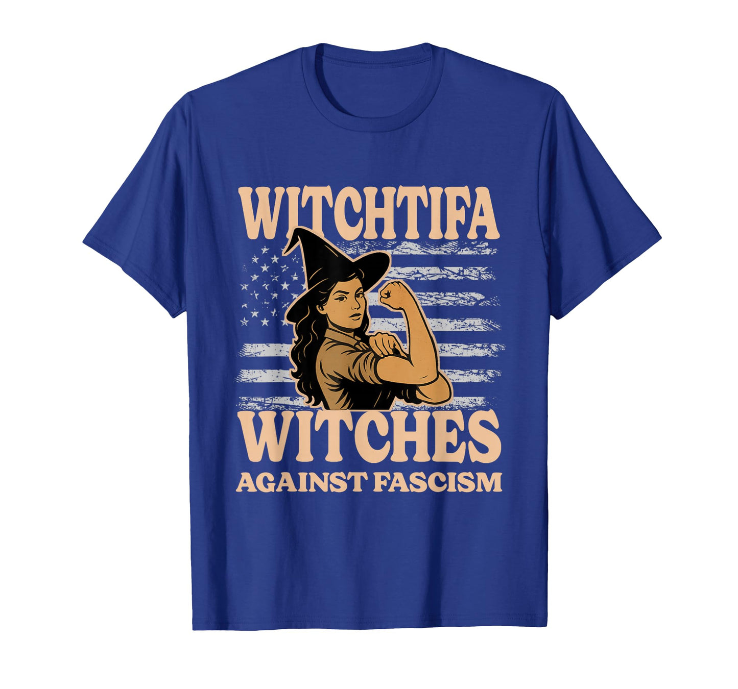 Scary Witchtifa Witches Against Fascism Flag Resist No Kings T-Shirt