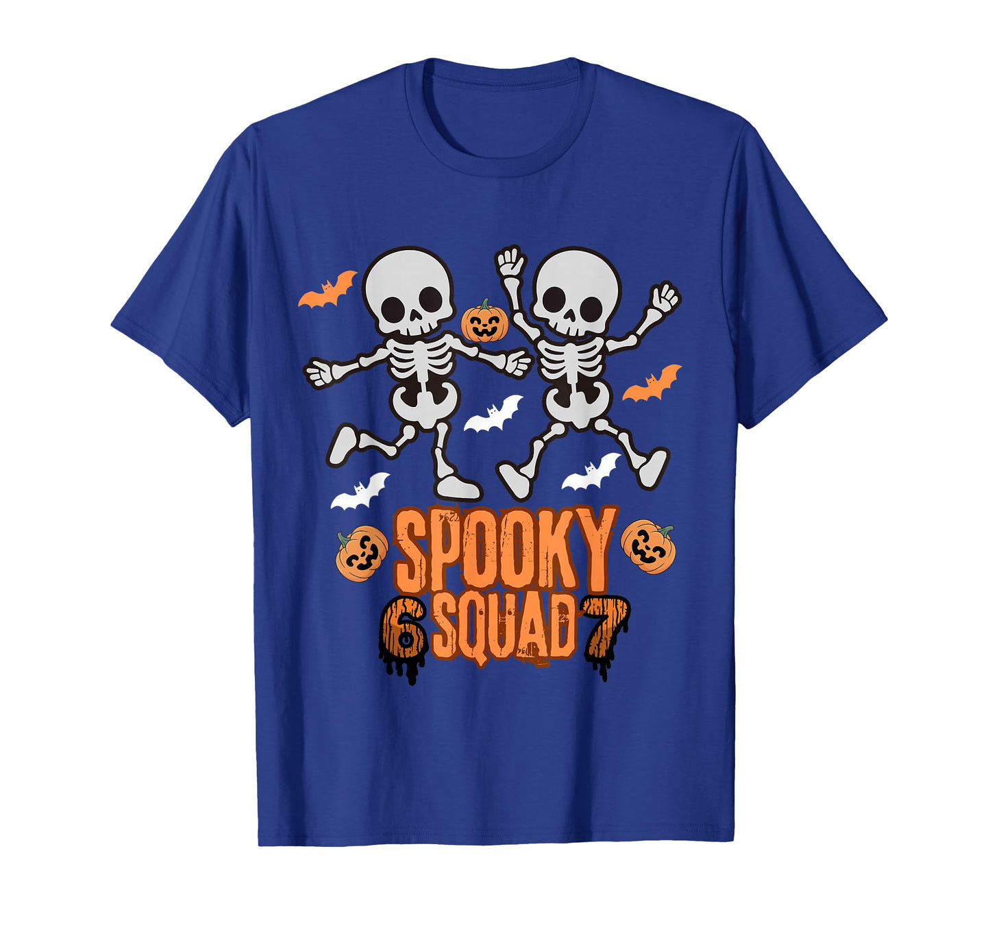 Funny 67 Spooky Squad 6 7 Numbers Six Seven Kids Skeleton T-Shirt