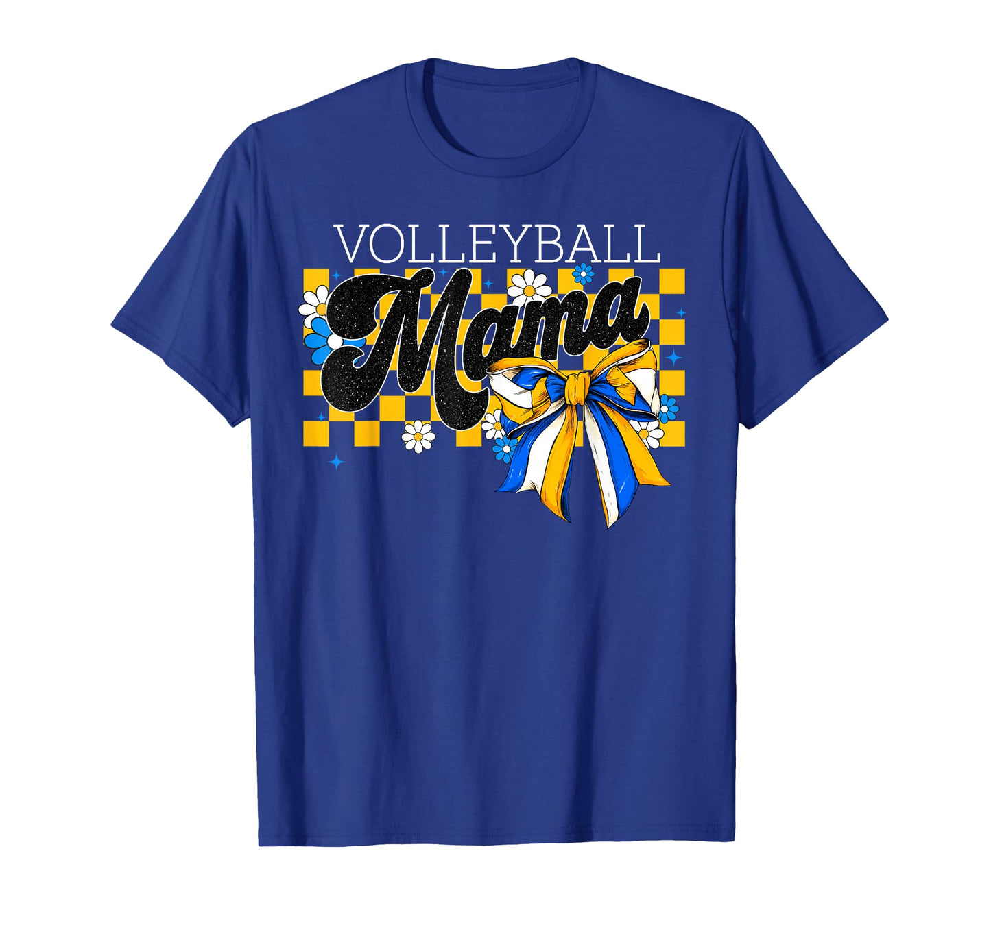 Volleyball Mama Mom Game Day Retro Flower Coquette Bow T-Shirt