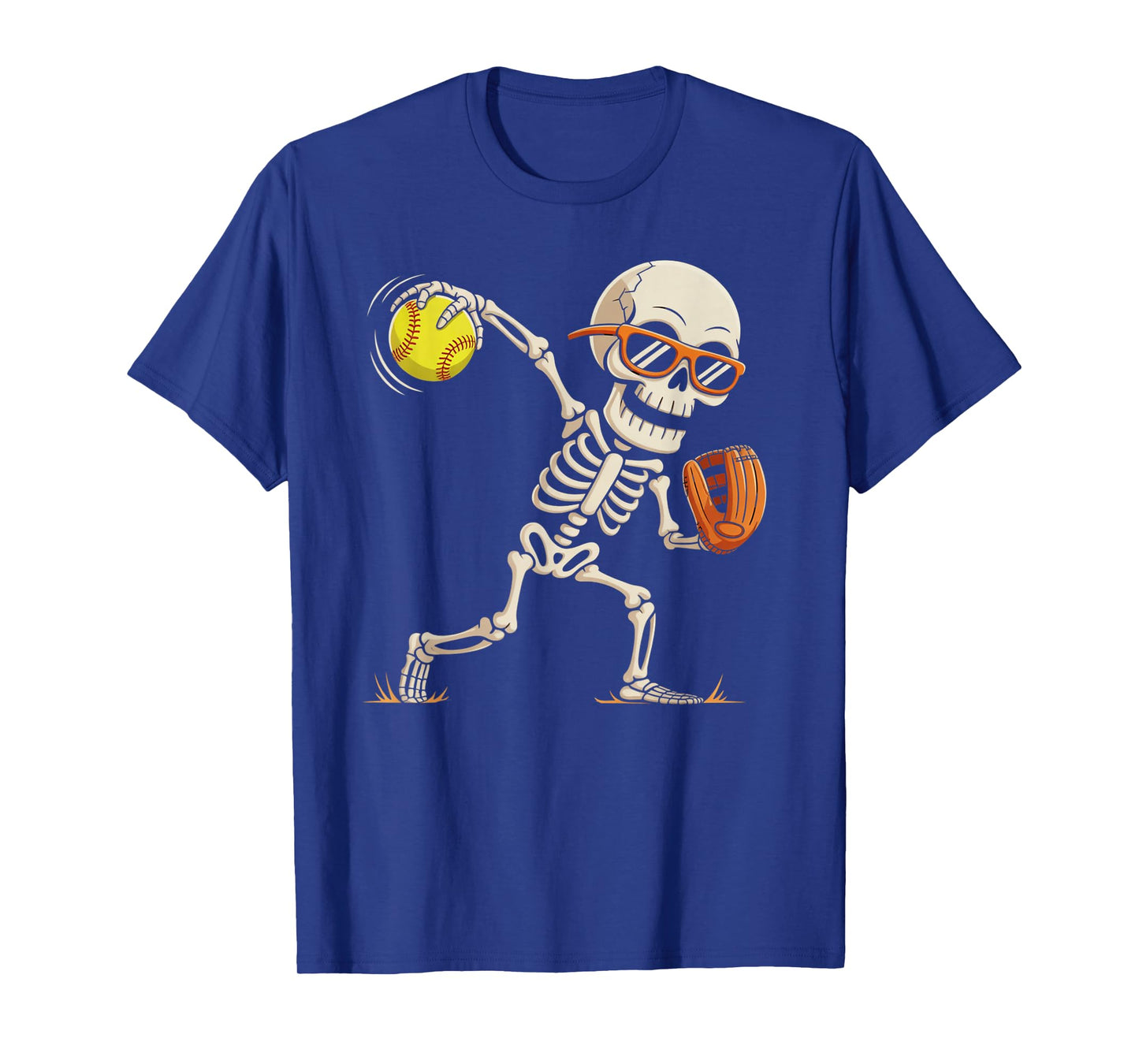 Skeleton Throwing Softball Halloween Sports Players Costume T-Shirt