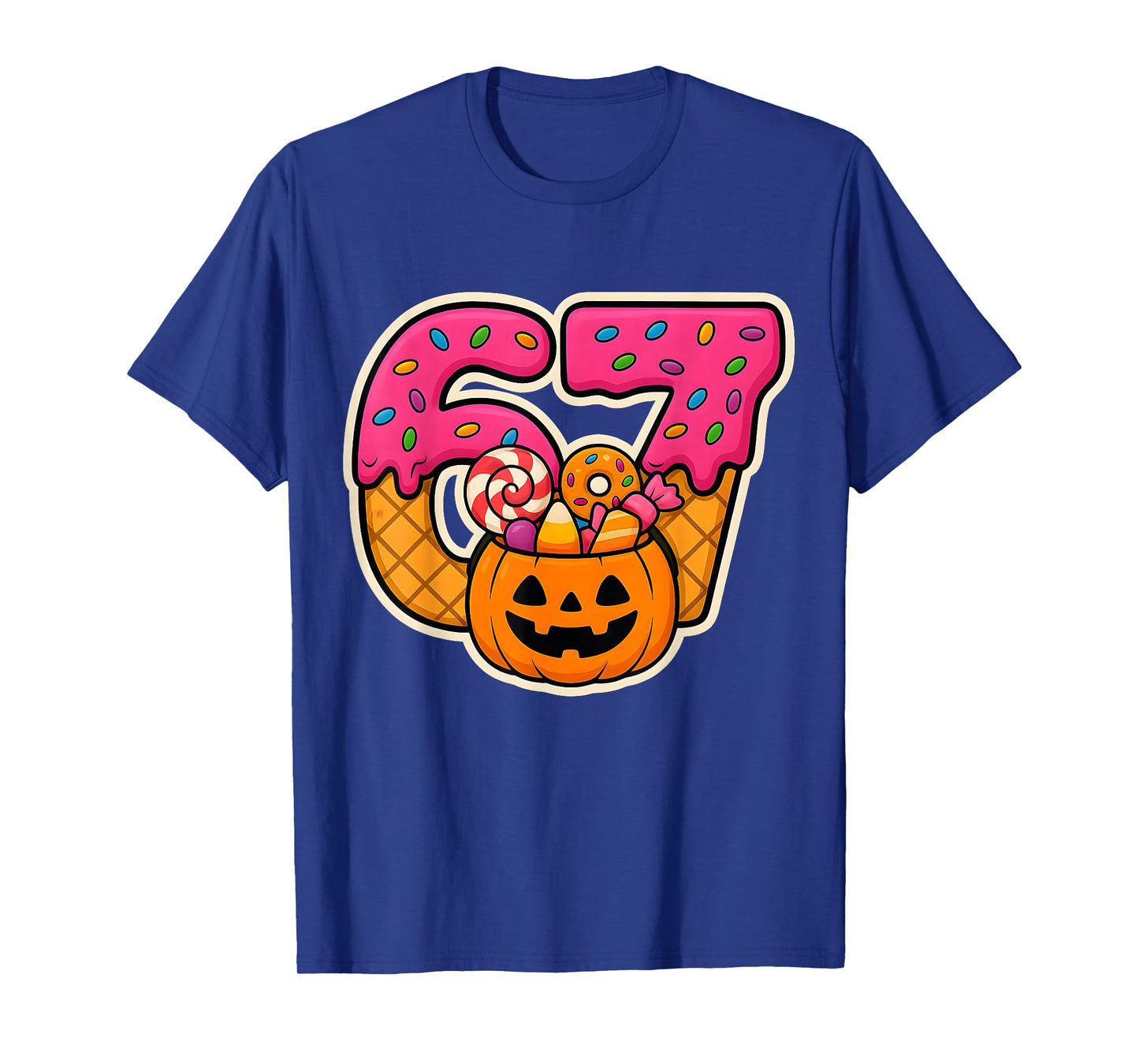 Funny Donut Number 67 Halloween Birthday Kids Candy Pumpkin T-Shirt