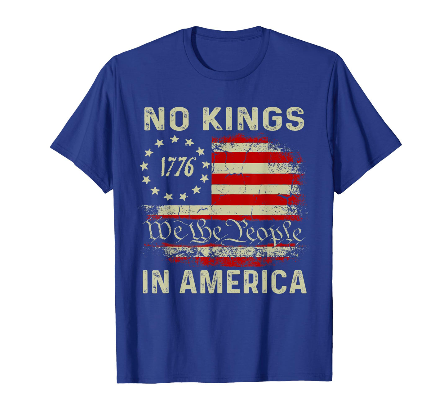 Retro No Kings In America USA Flag We The People 4th of July T-Shirt