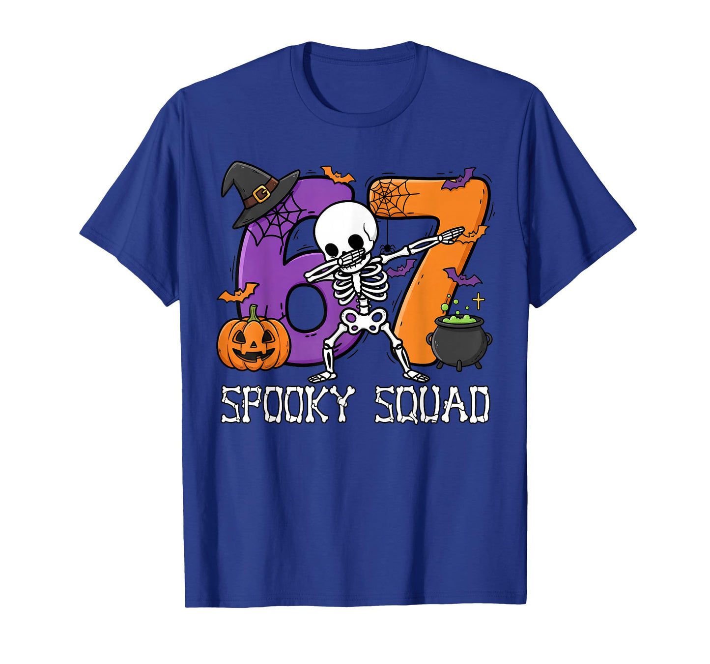 Halloween Meme 6 7 Six Seven Dabbing Skeleton 67 Boy Men T-Shirt