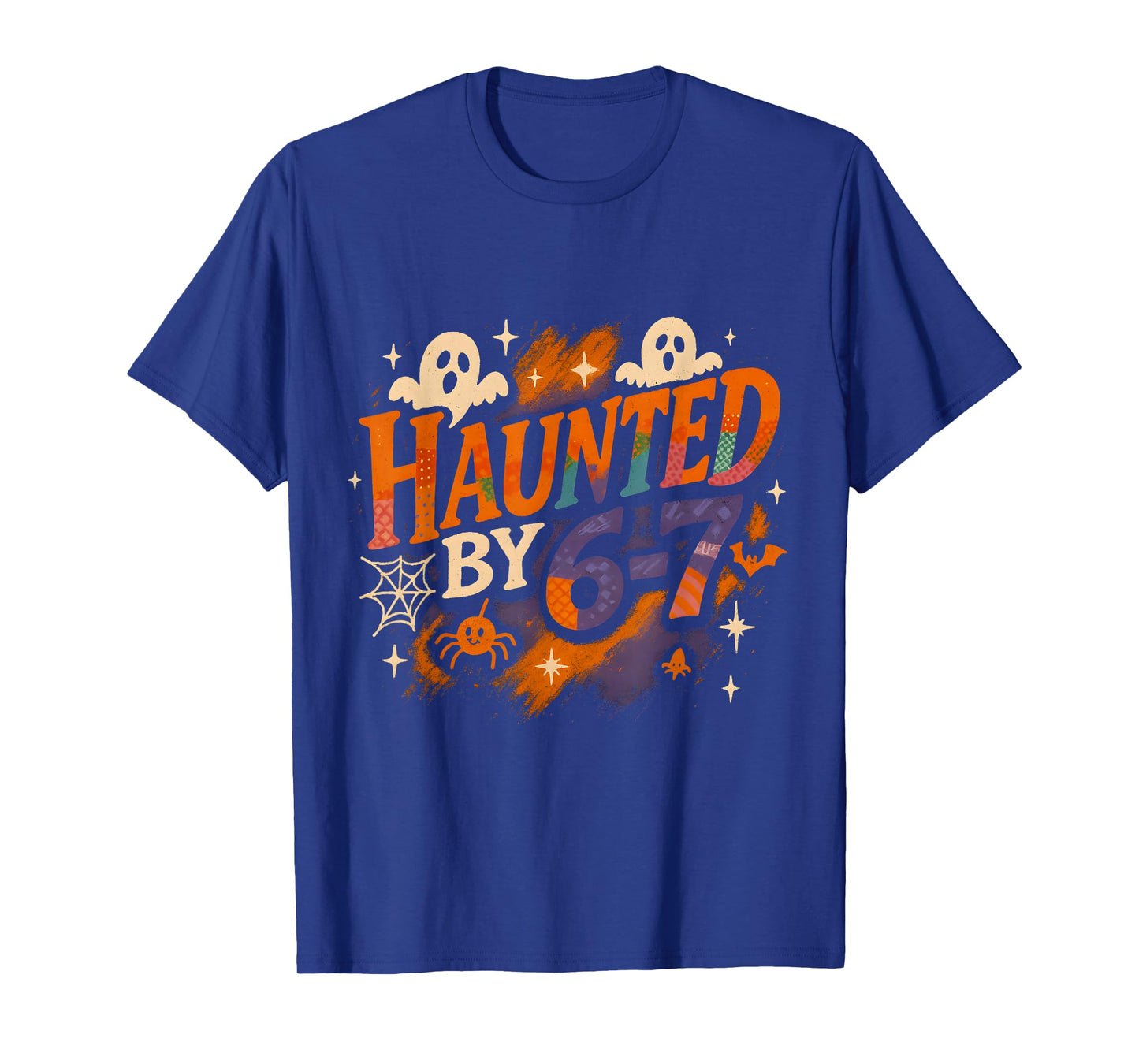 Haunted by 6-7 Funny Ghost Halloween Patchwork Design T-Shirt