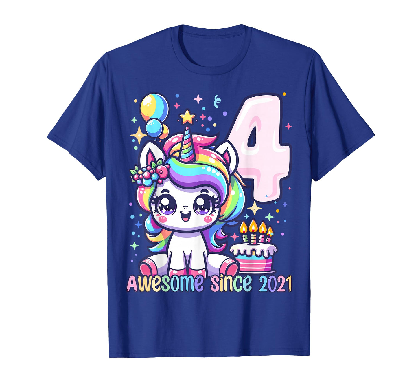 Unicorn 4th Birthday 4 Year Old Unicorn Party Girls Outfit T-Shirt