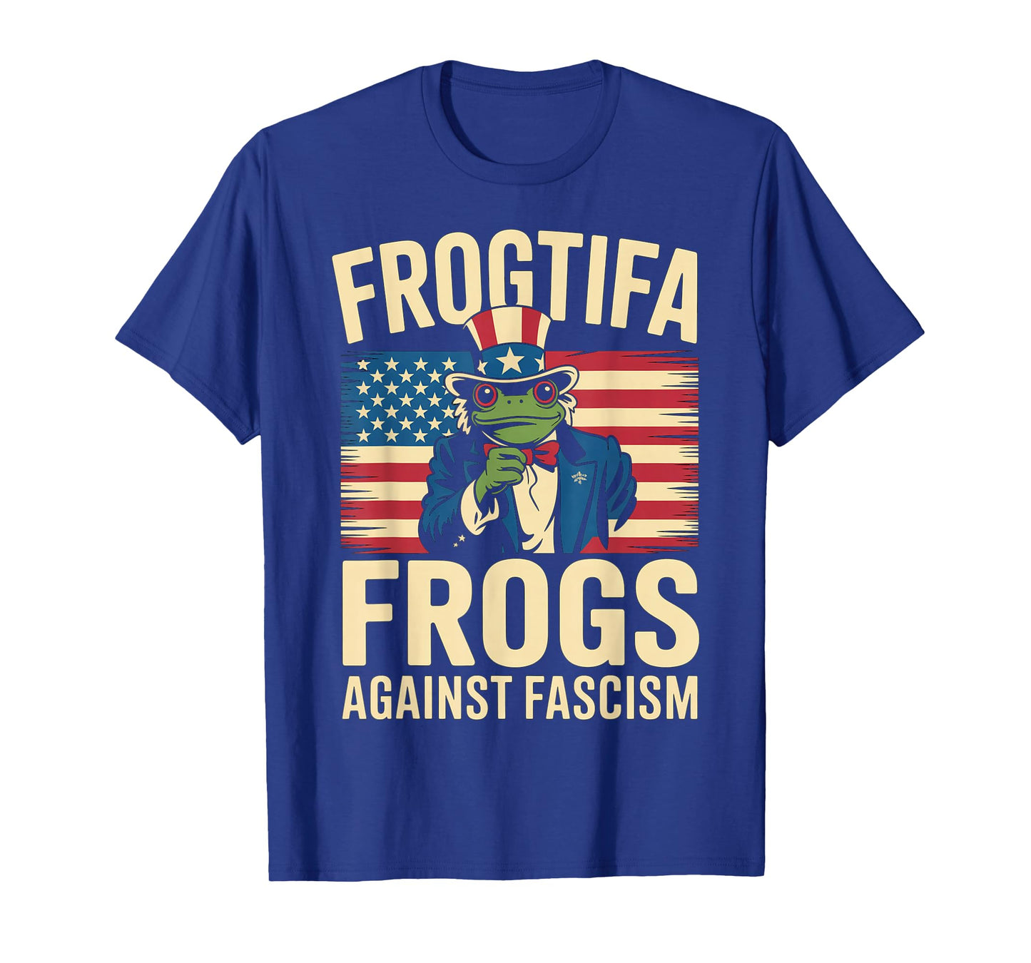 Frogtifa Frogs Against Fascism Flag Resist No Kings Patriot T-Shirt