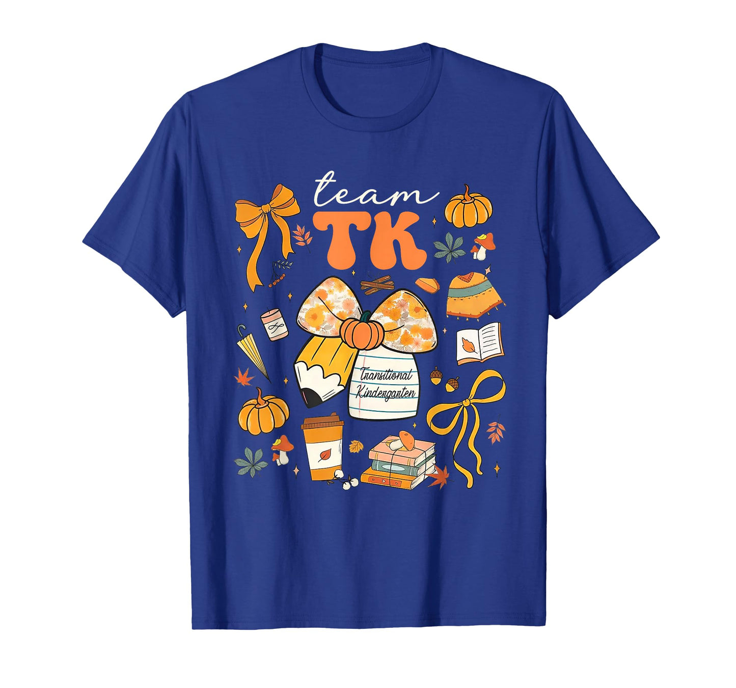 Team TK Crew Preppy Coquette Bow Pumpkin Fall TK Teacher T-Shirt