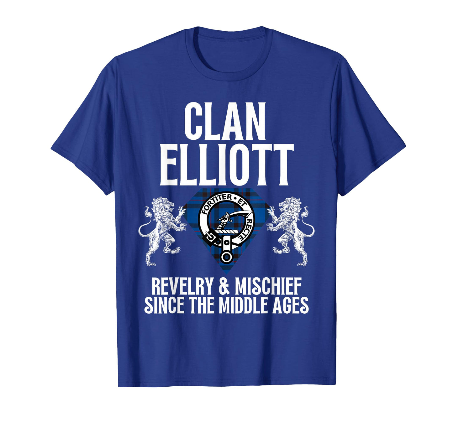 HighlandFour Elliott Clan Scottish Name Coat Of Arms Tartan Family Party T-Shirt