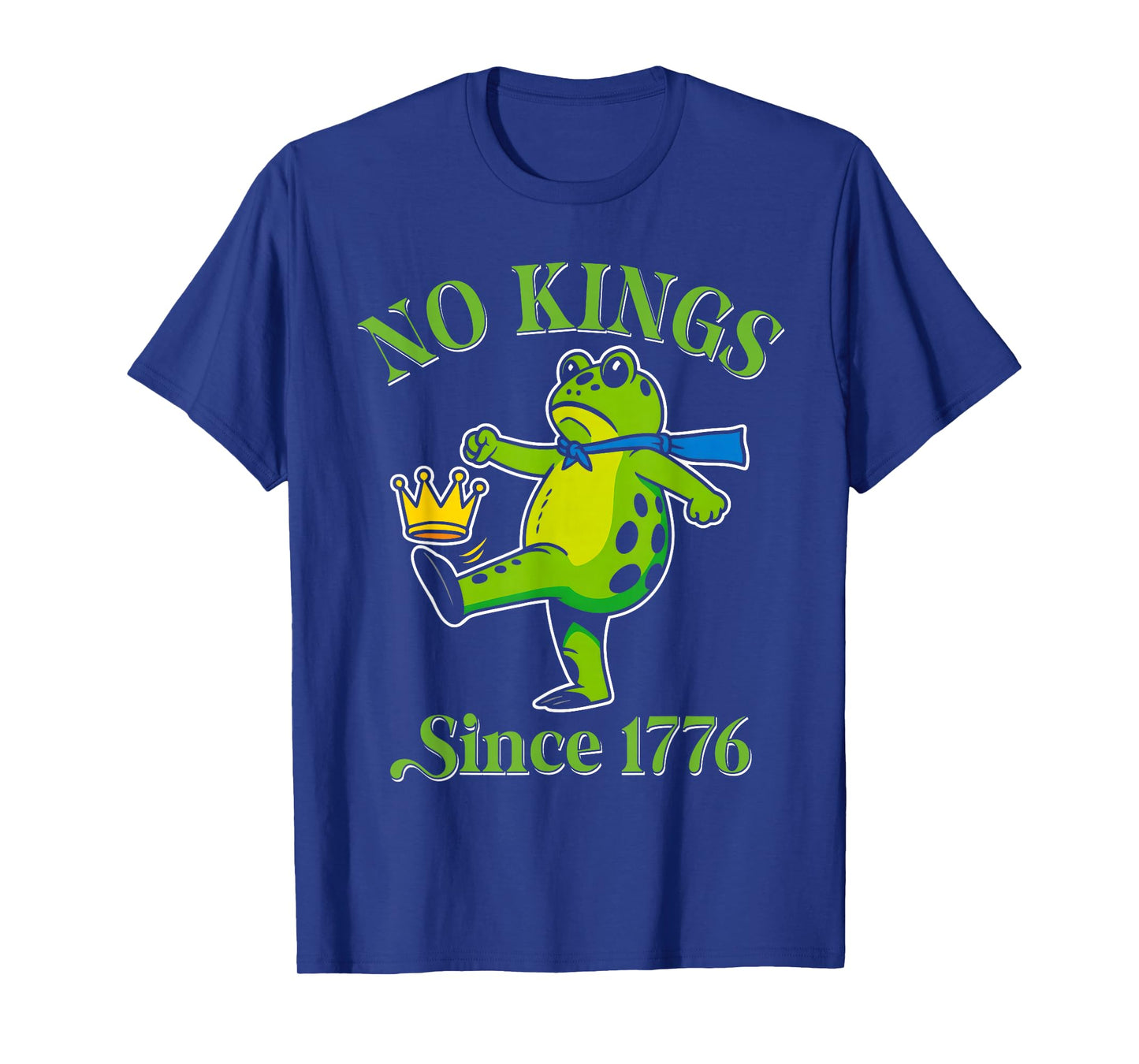 No Kings Since 1776 Portland Frog Kicking Crown Retro T-Shirt