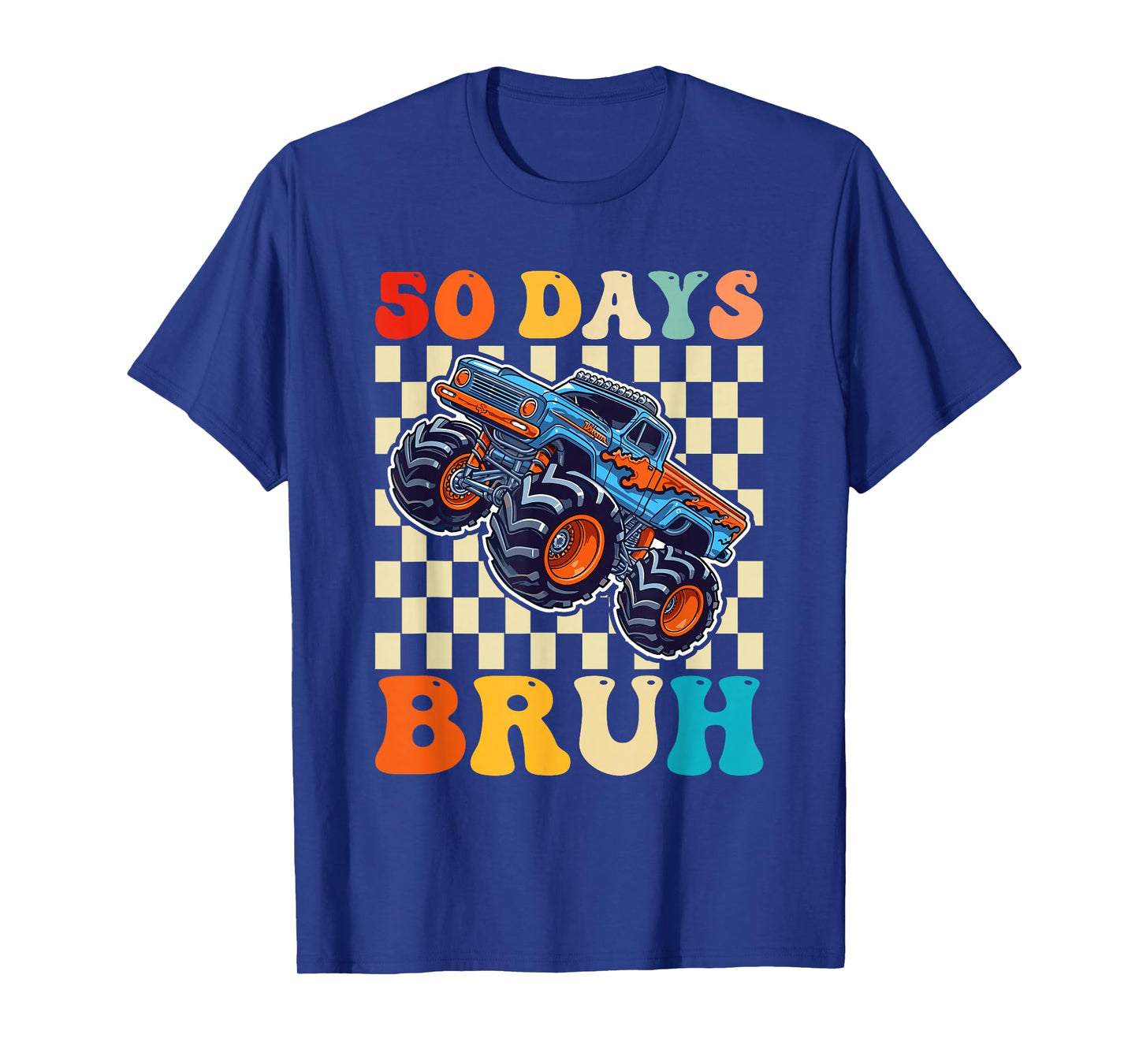 Bruh 50 Days of School 50th Day Monster Truck Boys Kids T-Shirt