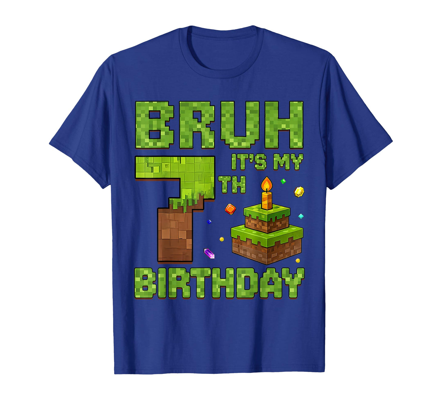 Funny Birthday Boy Bruh It's My 7th Birthday Game Pixel T-Shirt