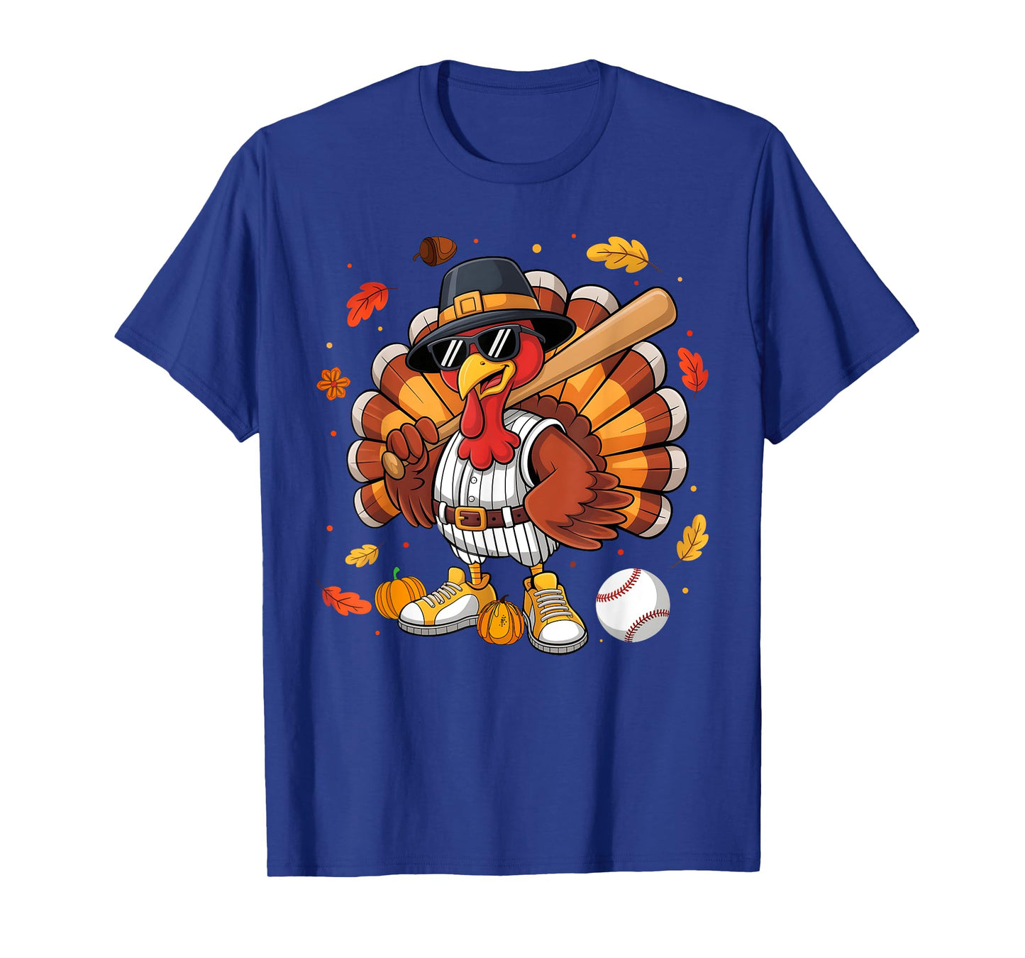 Funny Turkey Baseball Game Day Thanksgiving Graphic Men Kids T-Shirt