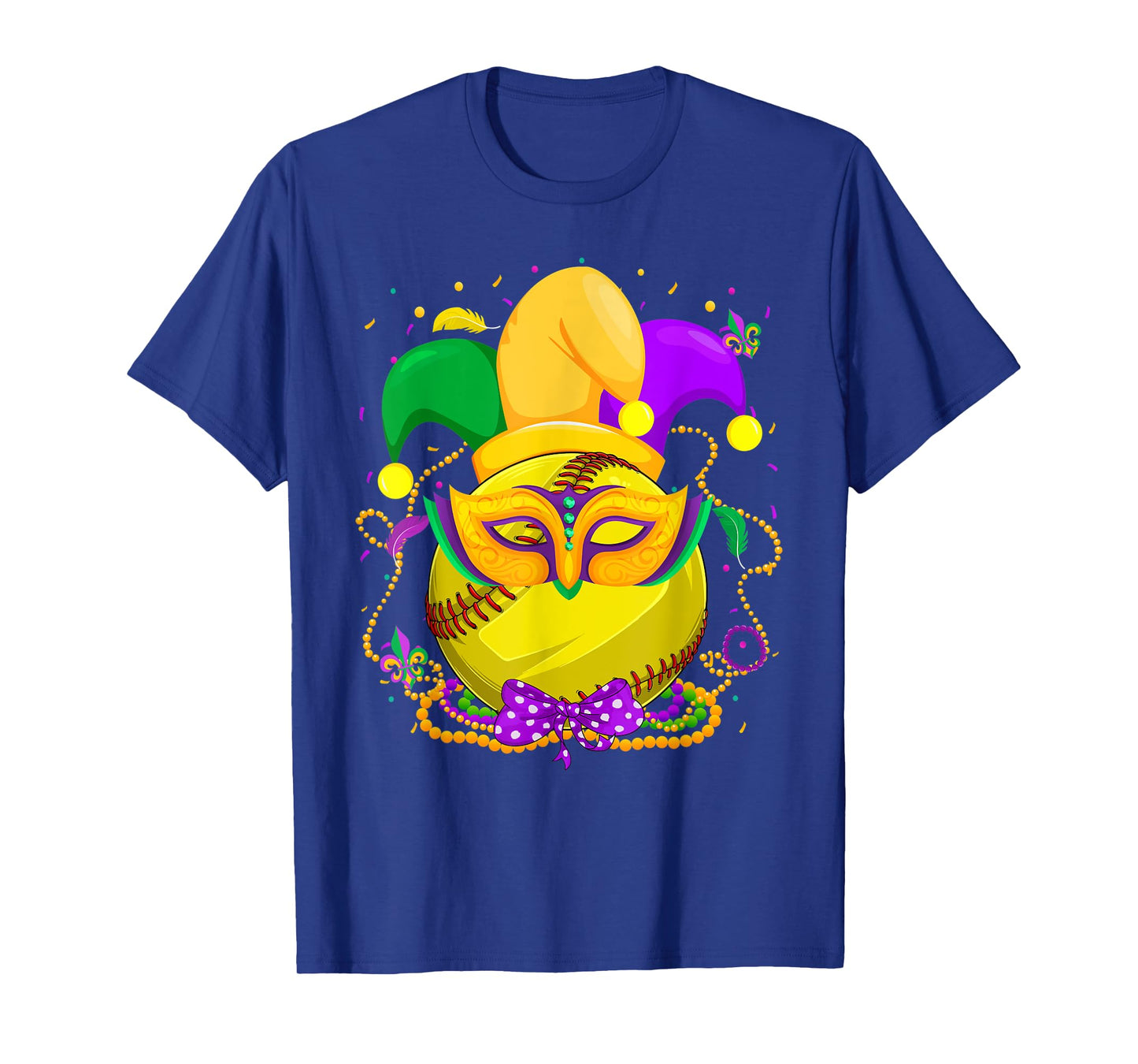Softball Ball With Jester Hat Mardi Gras Fat Tuesday Parade T-Shirt