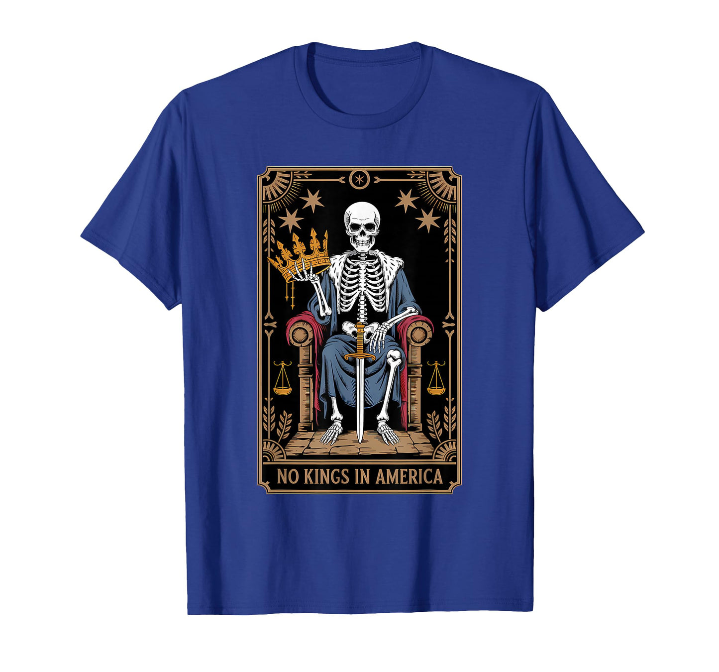 No Kings in America Shirt Protest Democracy Tarot Skeleton T-Shirt