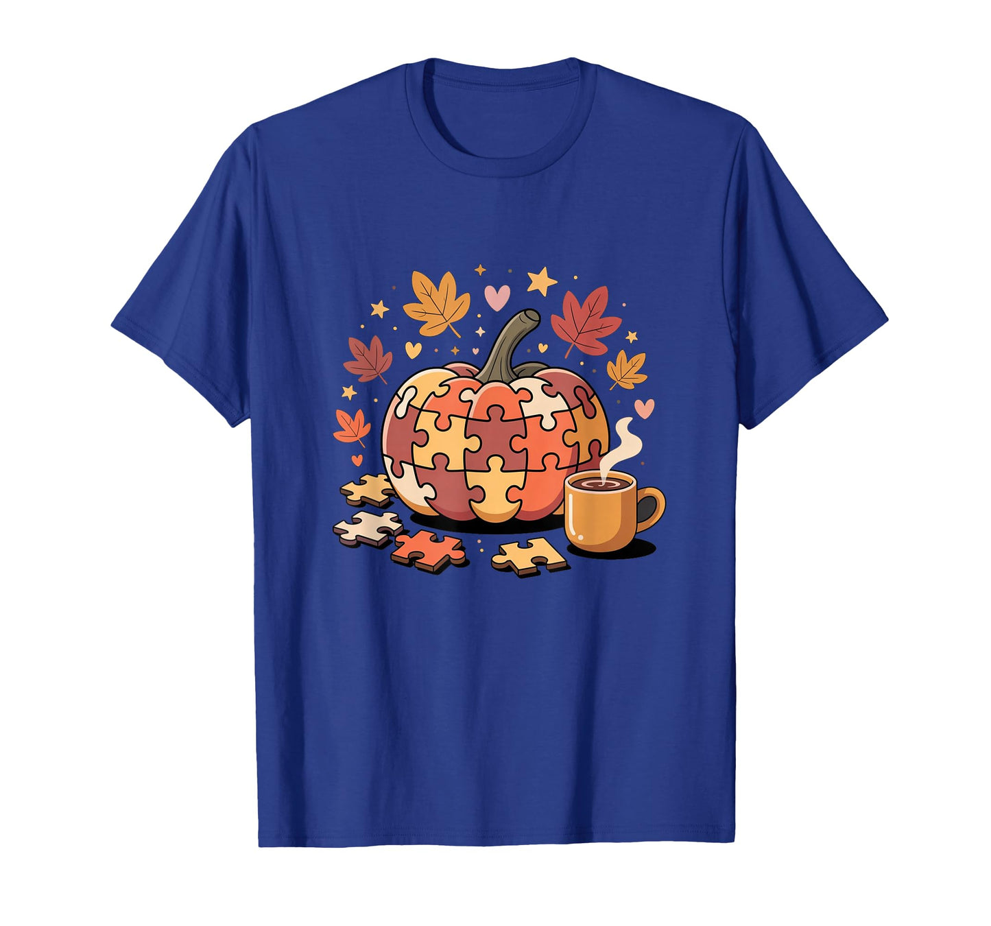 Fall Pumpkin Puzzles Leaves Autumn Cute Cozy Fun T-Shirt