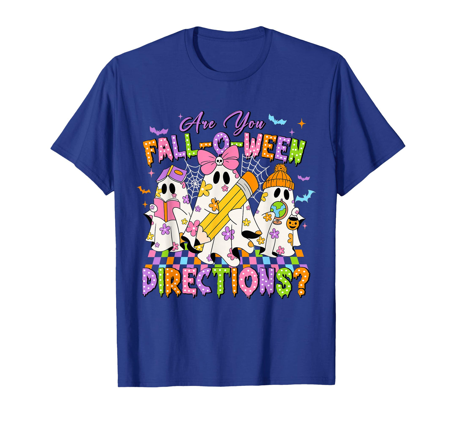 Halloween Floral Ghost Teacher are You Falloween Directions T-Shirt
