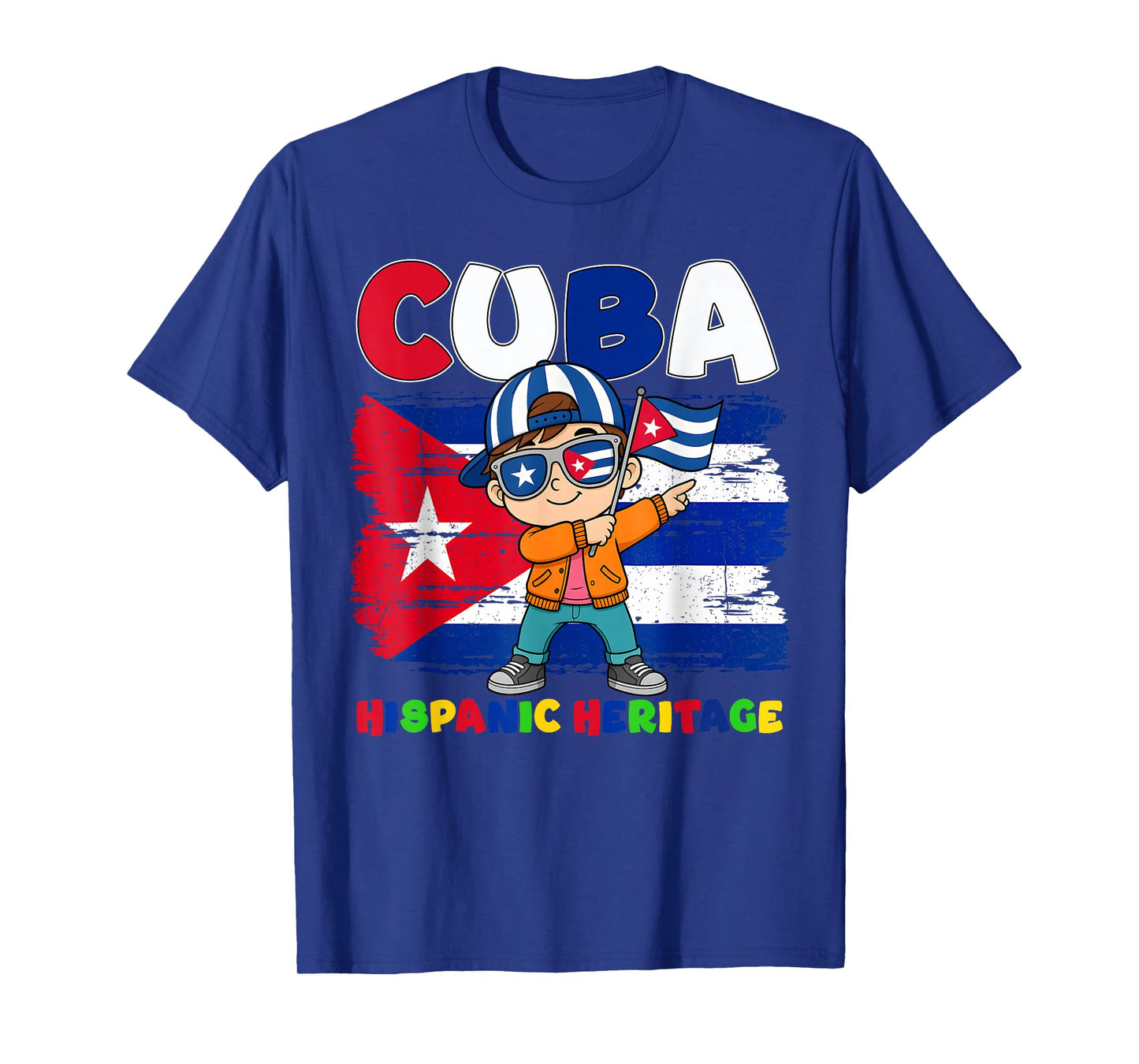 Hispanic Heritage Month Cuban Flag Cuba Dabbing Boy Kid T-Shirt