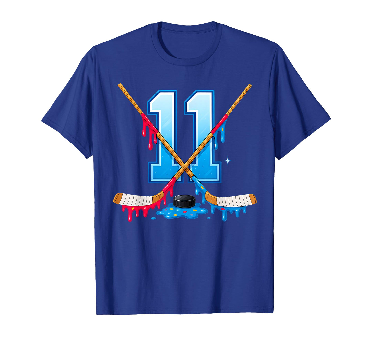 Hockey 11 Year Old Ice Cream Drip Youth 11th Birthday Boys T-Shirt