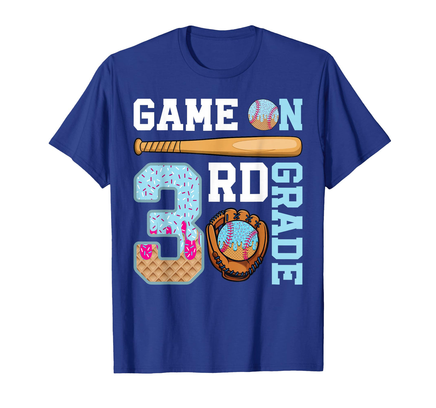 3rd Grade Game On Baseball Drip Ice Cream Back to School T-Shirt