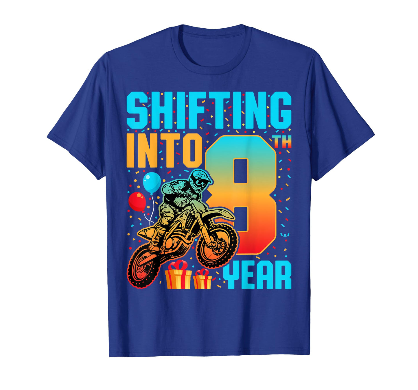 Shifting Into 8th Year Motocross Dirt Bike 8th Birthday T-Shirt