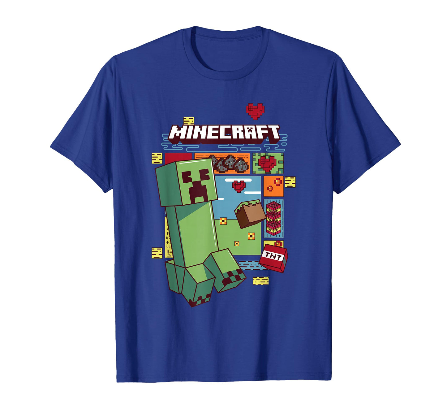 Minecraft Creeper Retro Pixel Grid TNT T-Shirt