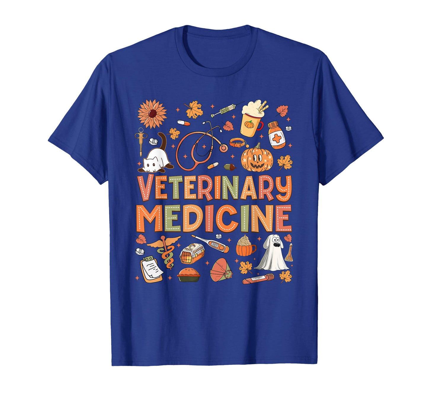 Veterinary Medicine Pumpkin Fall Veterinary Technician Week T-Shirt