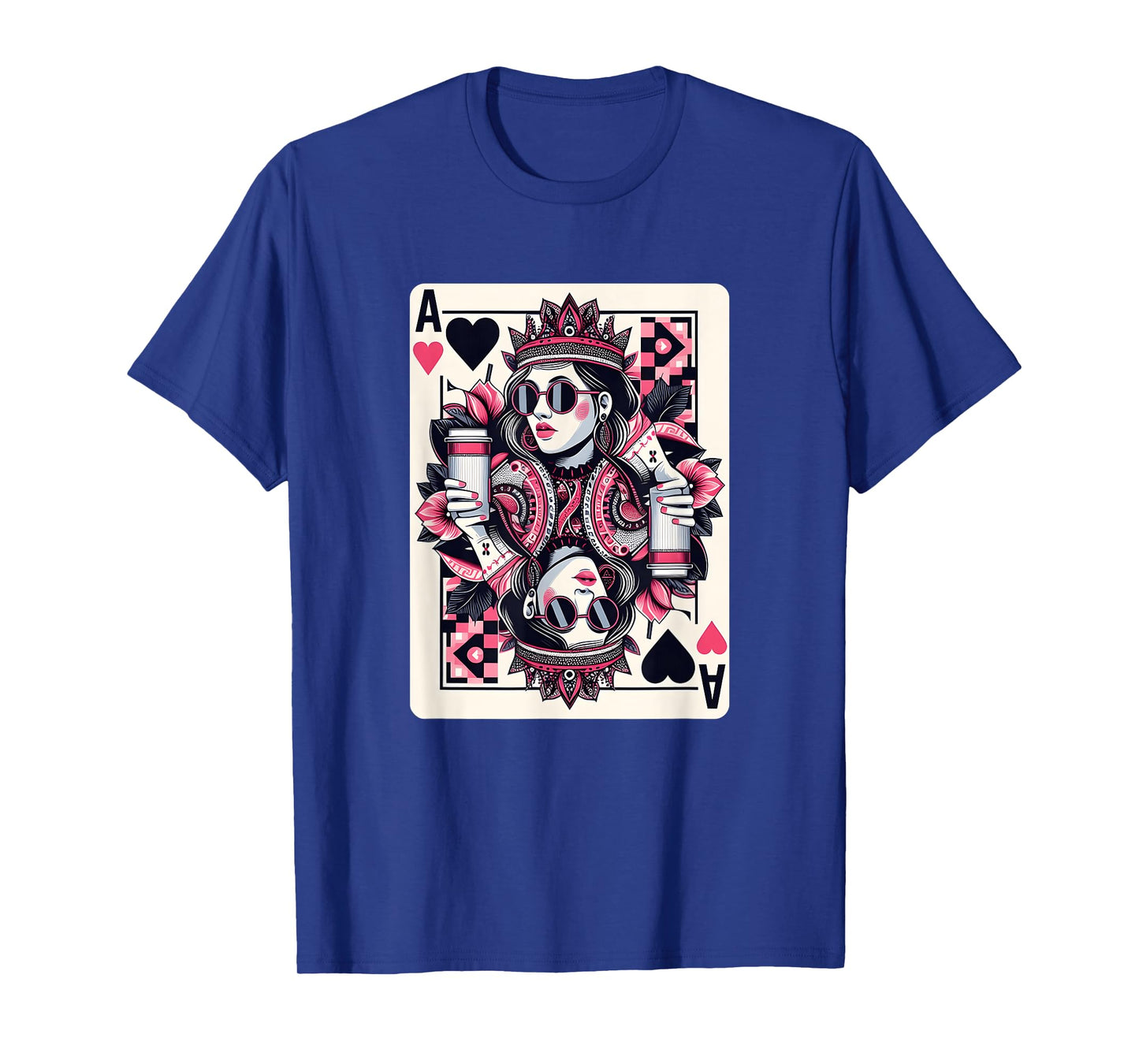 Queen Of Hearts Coffee Lover Queen Card Poker Gambling T-Shirt