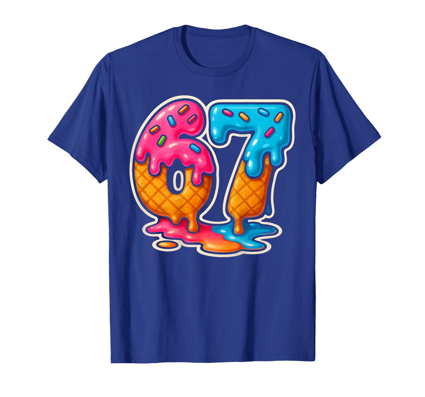 67 Ice Cream Drip Meme Six Seven Gen Alpha Slang (On Back) T-Shirt