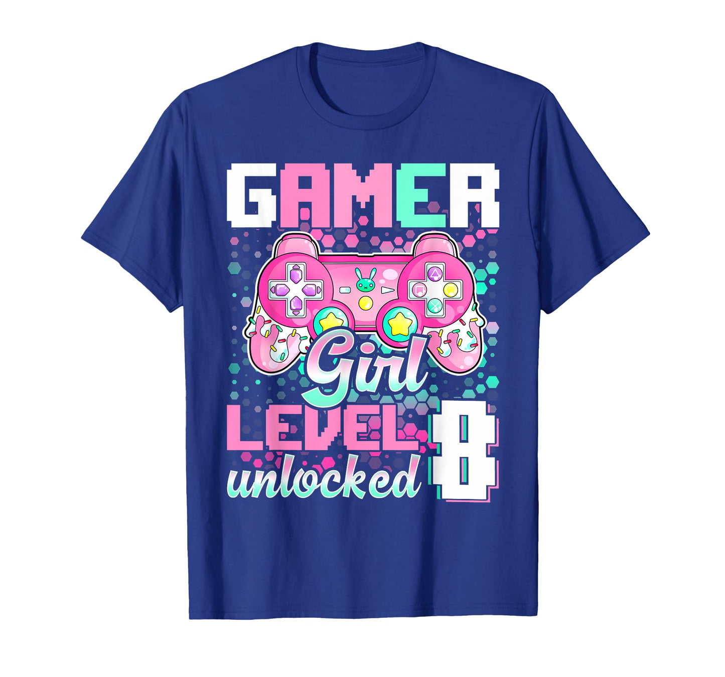 8th Birthday Gift Gamer Girl Level 8 Unlocked Video Game T-Shirt