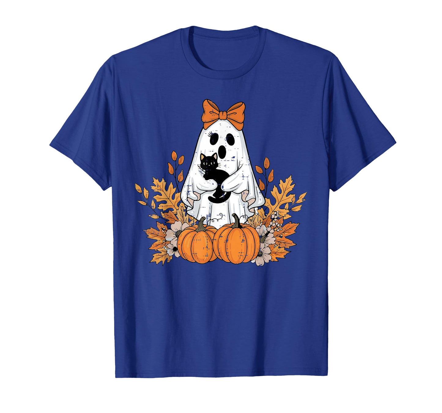 Halloween Ghost Black Cat Fall Season Women Girls Kids T-Shirt