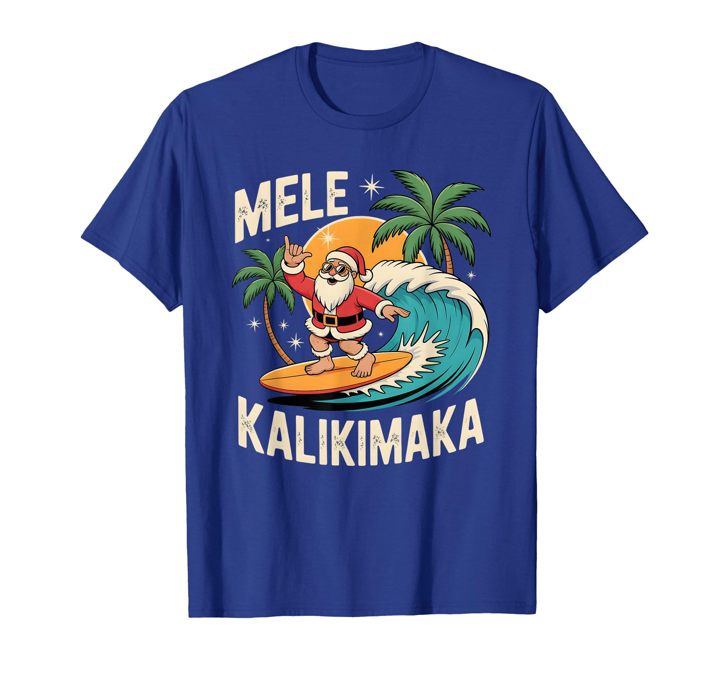 Mele Kalikimaka Hawaii Christmas Shirt Surfing Santa Tee T-Shirt
