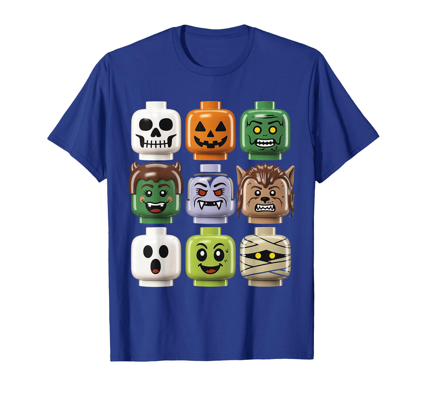 Halloween Building Brick Head Pumpkin Ghost Zombie T-Shirt