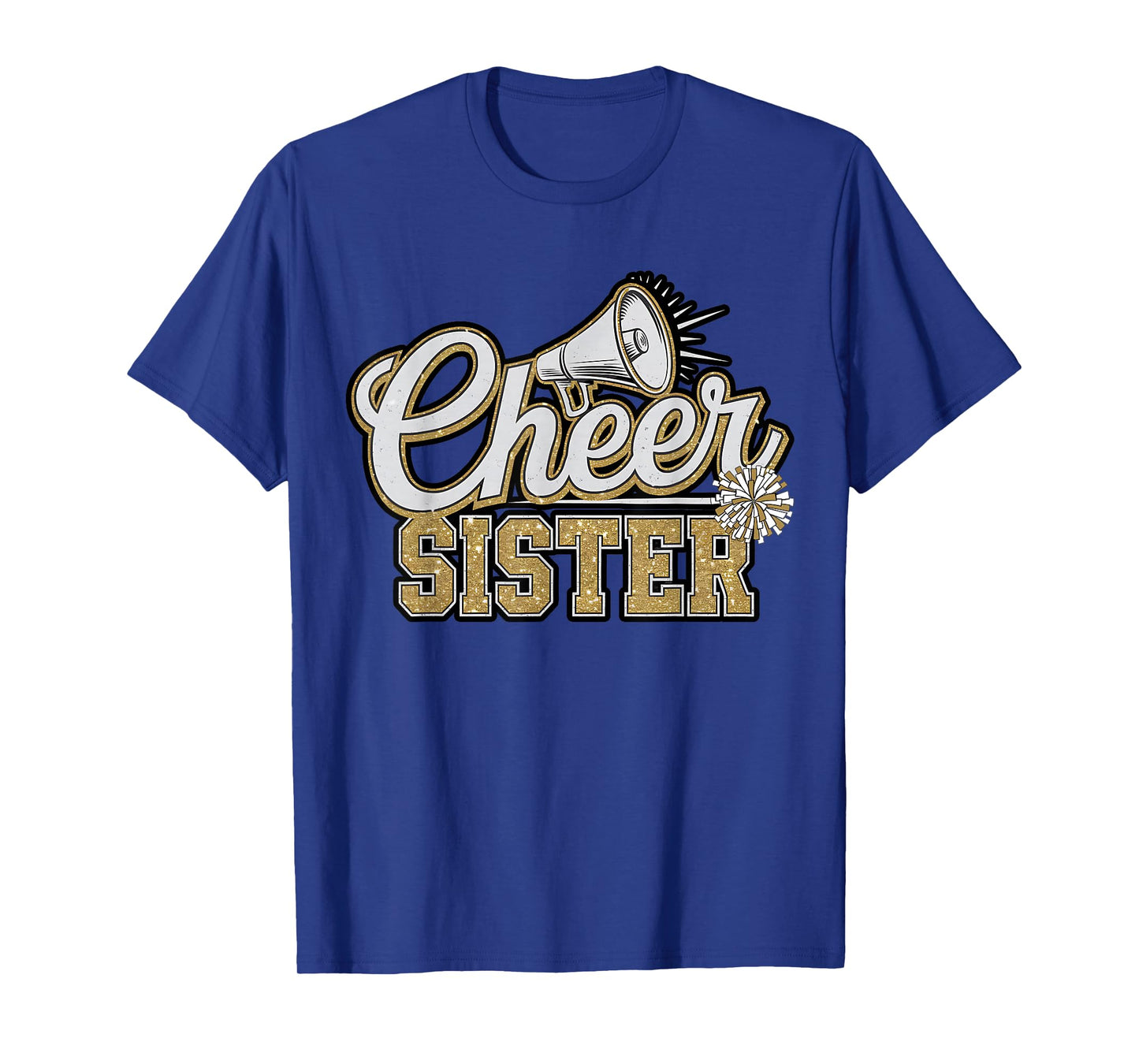 Cute Cheer Sister Black Gold Pom Cheerleader Cheerleading T-Shirt