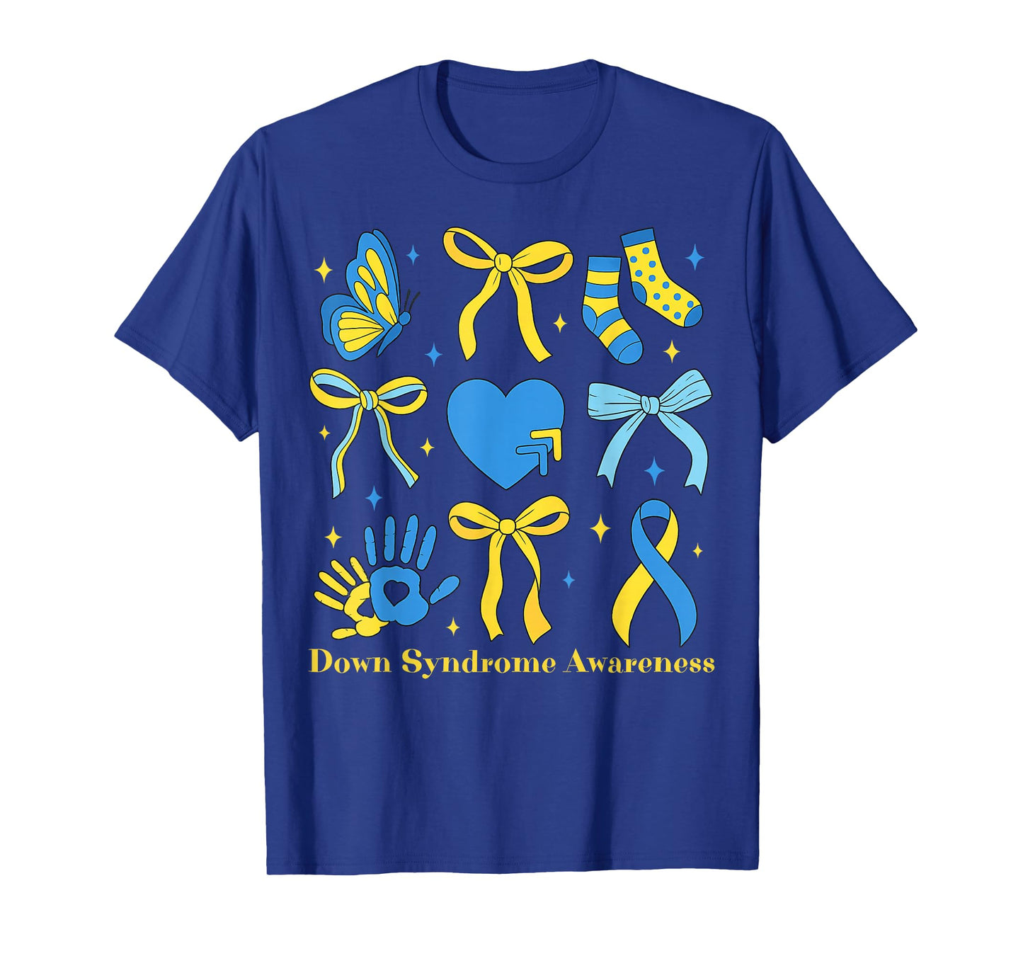 Down Syndrome Awareness Flower Blue and Yellow Coquette T-Shirt