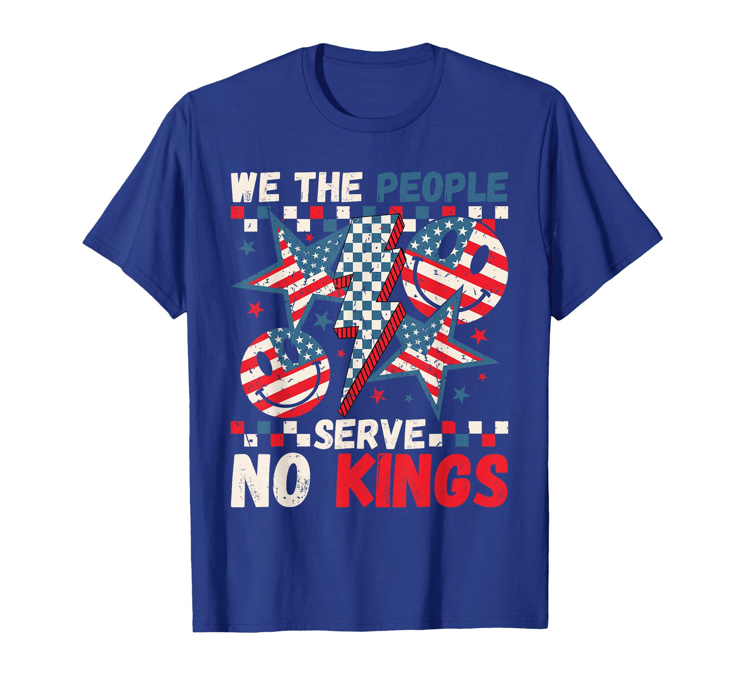 We The People Serve No Kings Checkered Bolt American T-Shirt