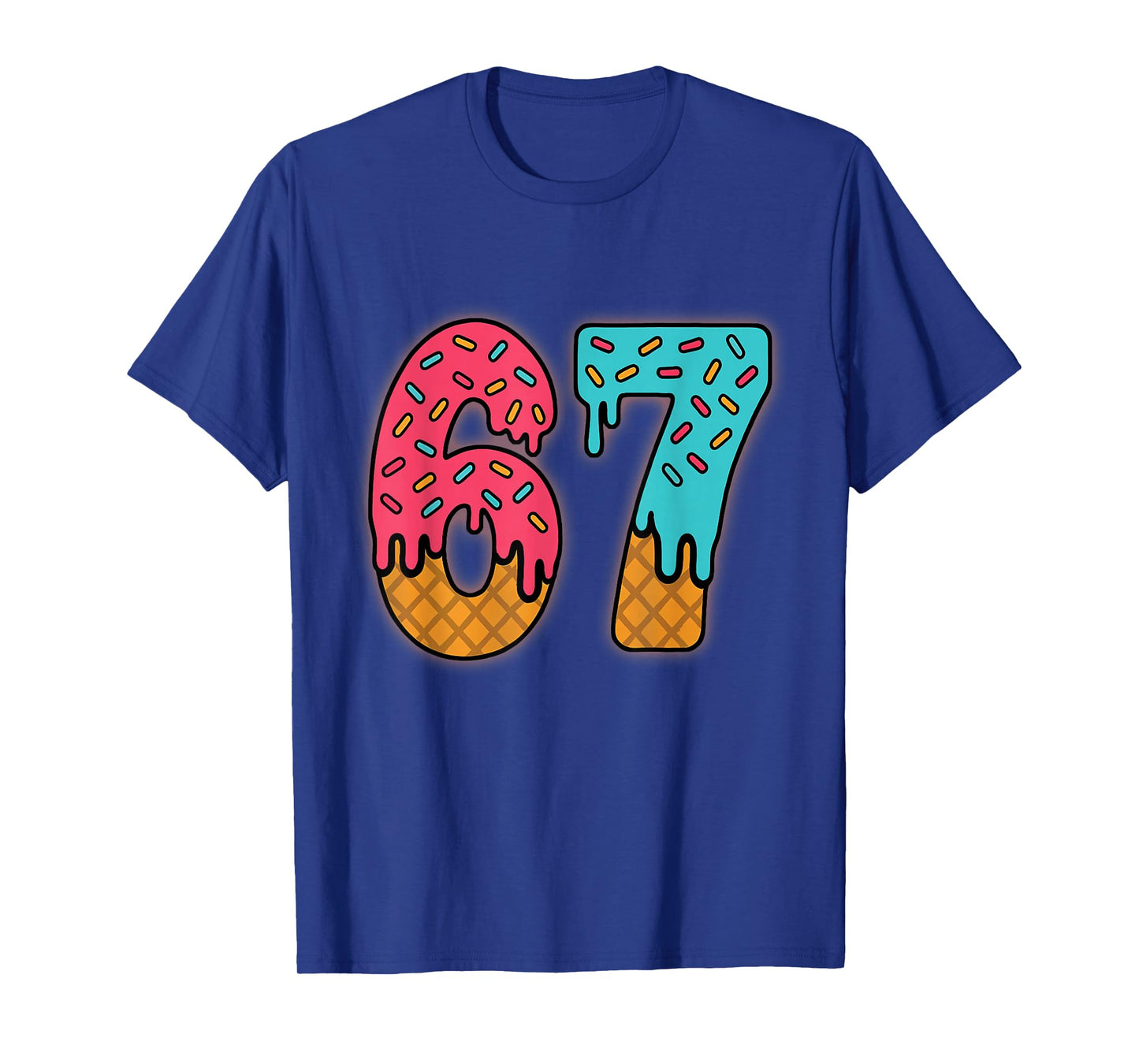 Six Seven Funny Ice Cream Drip Sports Cool Meme 67 Number T-Shirt