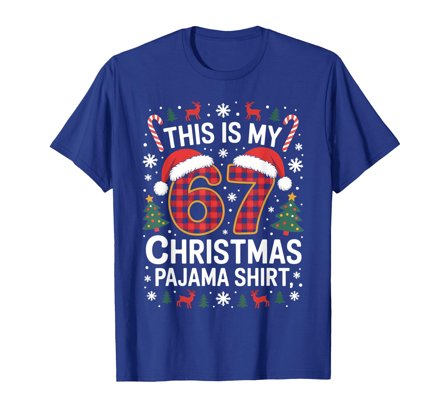 67 Christmas Pajama Shirt Funny Six Seven Meme Brainrot T-Shirt