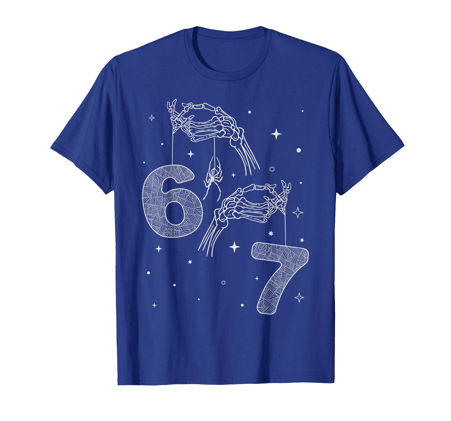 67 Meme Skeleton Hand Funny Halloween Six Seven Teens T-Shirt